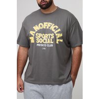 Plus Sports Social Varsity Print Oversized T-Shirt, Gris