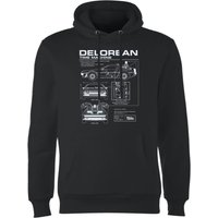 Back To The Future DeLorean Schematic Hoodie - Black - L