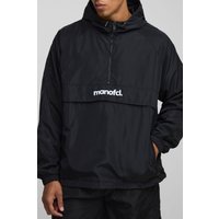 Man Oversized Nylon Cagoule Jacket, Negro