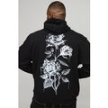 Plus Regular Fit Floral Line Drawing Print Hoodie, Negro