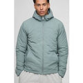 Regular Fit Hooded Crinkle Peached Nylon Jacket, Verde