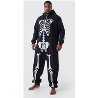 Pijama Enterizo Plus De Halloween Con Esqueleto, Negro