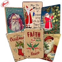 Christmas Metal Signs Vintage Poster  Santa Claus Tin Sign 12"X14" Metal Plate Retro Plaque Home Christmas Wall Decor