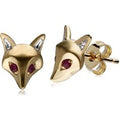 Gardenia Ruby Fox Earrings In 9ct Yellow Gold