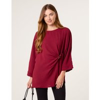 Detail Side Gathered Blouse - M/L / WINE