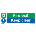 Worksafe Safe Conditions Safety Sign - Fire Exit Keep Clear - Rigid Plastic - Pack of 10
