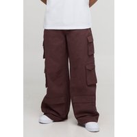Extreme Baggy Rigid Multi Cargo Pocket Trousers, Brown