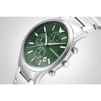 Emporio Armani AR11507 Quartz Chronograph Watch - Stainless Steel, 43mm, Water-Resistant, Green Dial + 1-Year Warranty Included | Wowcher