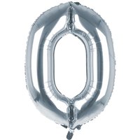 Cijfer Ballon '0'  Zilver (100CM)