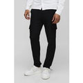 Pantalón Cargo Pitillo Elástico Técnico Con Cintura Elástica, Negro