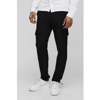 Pantalón Cargo Pitillo Elástico Técnico Con Cintura Elástica, Negro