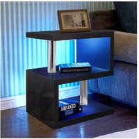 PRICE DROP! Astra Abstract High Gloss LED Side Table - Contemporary Living Room Accent, Multi-Tier Storage | Wowcher