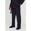 Pantalón Entallado Holgado Con Atadura En La Cintura, Negro