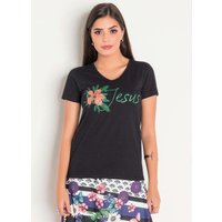 T-Shirt Decote V Preta