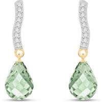 Green Amethyst & Diamond Vienna Drop Earrings in 9ct Gold