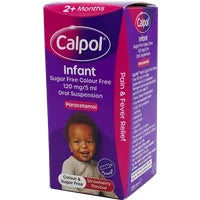 Calpol Infant Sugar Free and Colour Free Suspension (2+months 120mg/5ml) 100ml