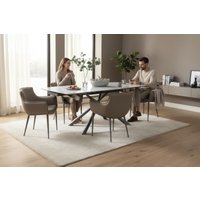 Crete Medium Extending Dining Table Gloss Marble White Pull Leaf