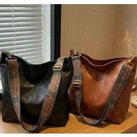 Solid Color Leather Tote Bag for Women | Classic Shopper | Everyday Tote