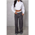 Tall Charcoal Fold Over Front Trousers