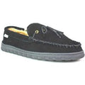 Black Men's Winter Memory Foam Loafer Slippers - Warm Fabric, Non-Slip, Casual Indoor Outdoor Footwear | Wowcher