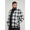 Abrigo Plus Oversize Recto De Cuadros Cardados, Negro