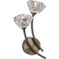 Firstlight 8363AB Clara 2 Light Wall Light with Glass Shade