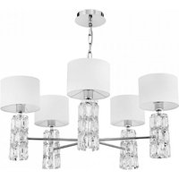 Casa Padrino Designer Kronleuchter Silber / WeiÃ Ã 70 x H. 37,2 cm - Moderner Metall Kronleuchter mit eleganten Glaselementen und runden Lampenschirmen