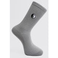 Bestickte Socken mit Yin & Yang Zeichen - Grau - One Size, Grau