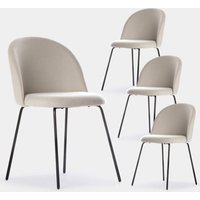 Set 4 sedie imbottite Basic beige con gamba nera Olivia