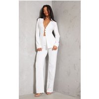White Wide Leg High Waist Trousers