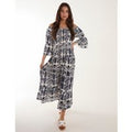 Printed Coconut Button Dress - M / NAVY