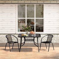 Garden Dining Set with Square Table and Rattan Chairs