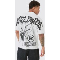 Camiseta Oversize Con Estampado De Araña, Blanco