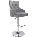2 x Rocco Brushed Grey Velvet Bar Stool