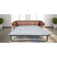 Pull Out Sofa Bed In Antique Tan Leather Chesterfield Richmond Grand 3 Seater
