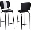 FineBuy 2er Set Barhocker American Diner 50er Jahre Retro Barstuhl, Sitzfläche mit Rücken-Lehne, Fußstütze, Sitzhöhe 76 cm
