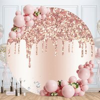 Aperturee Rose Gold Glitter Diamond Round Backdrop for Birthday