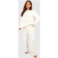 Conjunto De Pantalón Y Jersey De Forro Polar Con Estampado De Cebra, Blanco