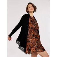 Waterfall Crochet Trim Ribbed Cardigan