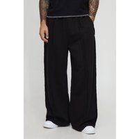 Extreme Wide Leg Exposed Seam Jogger, Negro