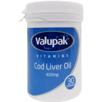 Valupak Cod Liver Oil Caps 400mg 30 Caps