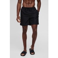 Bañador Negro De Largo Medio Con Marca, Negro