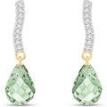 Green Amethyst & Diamond Vienna Drop Earrings in 9ct Gold