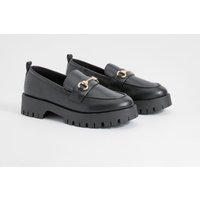 Mocasines Gruesos De Holgura Ancha Con Barra En Forma De T, Negro