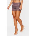 Brown Metallic Knit Knot Detail Mini Skirt