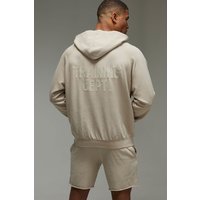 Chándal Man Active Oversize De Pantalón Corto Con Lavado A La Piedra Y Estampado Training Dept, Beige