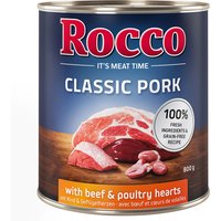 Rocco Classic Pork 6 x 800 g umido per cane - Manzo & Cuori di pollo