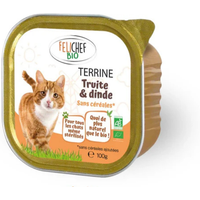 Felichef Patè di Trota e Tacchino Bio per Gatti - 100 g, 12 pezzi