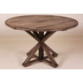 Casa Padrino Vintage Teak Esstisch Vintage Rustic Grey Rund Durchmesser 130 cm - Landhaus Stil Tisch Teakholz