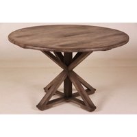 Casa Padrino Vintage Teak Esstisch Vintage Rustic Grey Rund Durchmesser 130 cm - Landhaus Stil Tisch Teakholz